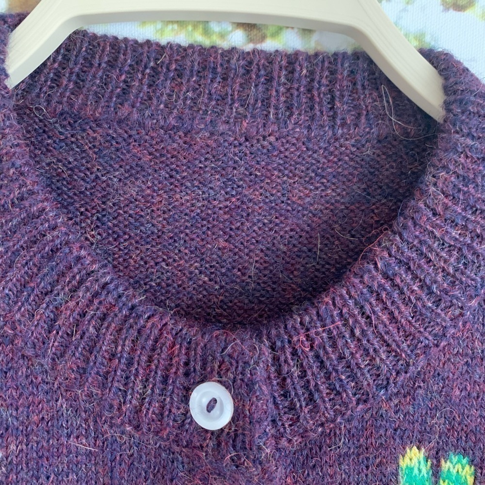 BABY ALPACA Women’s Medium Purple Knit Button Down Cardigan - Picture 6 of 15